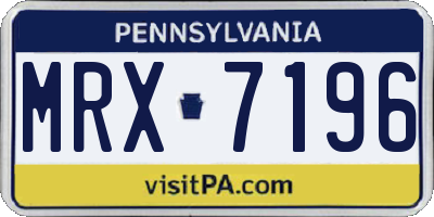 PA license plate MRX7196