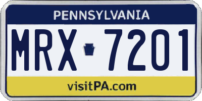 PA license plate MRX7201