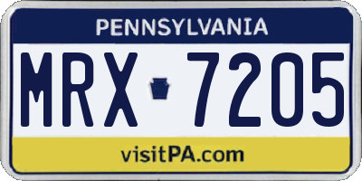 PA license plate MRX7205