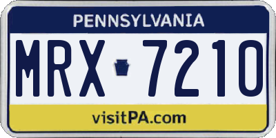 PA license plate MRX7210