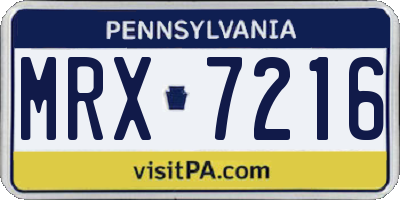 PA license plate MRX7216