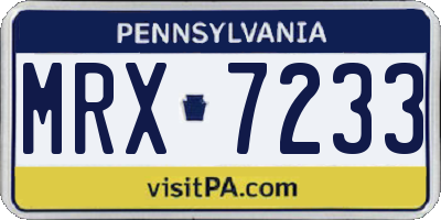 PA license plate MRX7233