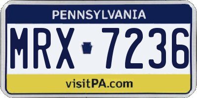 PA license plate MRX7236