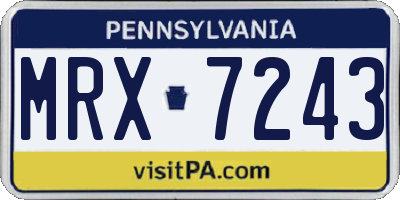 PA license plate MRX7243