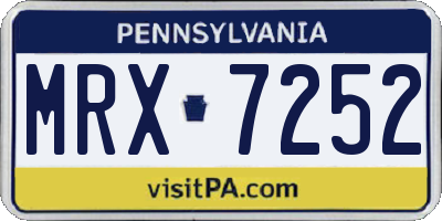 PA license plate MRX7252