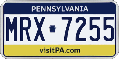PA license plate MRX7255