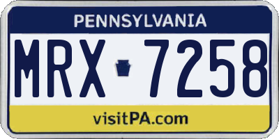 PA license plate MRX7258