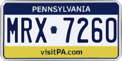 PA license plate MRX7260
