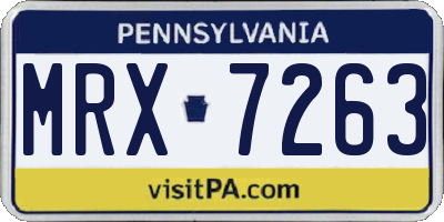 PA license plate MRX7263