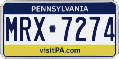 PA license plate MRX7274