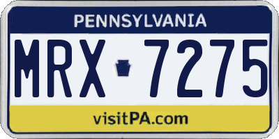 PA license plate MRX7275