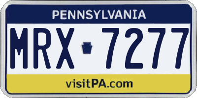 PA license plate MRX7277