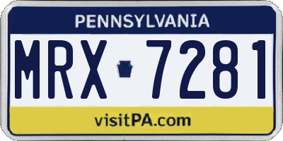 PA license plate MRX7281