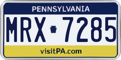 PA license plate MRX7285