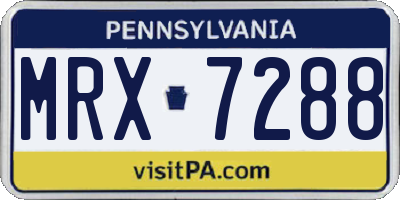 PA license plate MRX7288