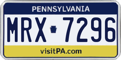 PA license plate MRX7296