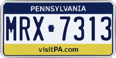 PA license plate MRX7313