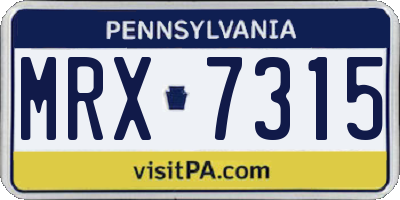 PA license plate MRX7315