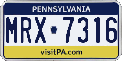 PA license plate MRX7316