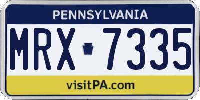 PA license plate MRX7335