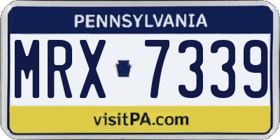 PA license plate MRX7339