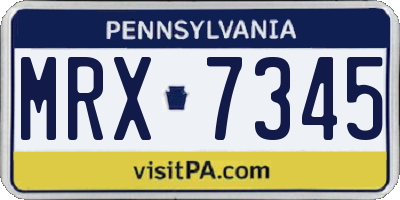PA license plate MRX7345