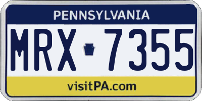 PA license plate MRX7355