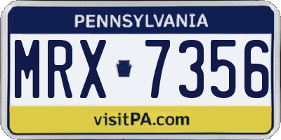 PA license plate MRX7356