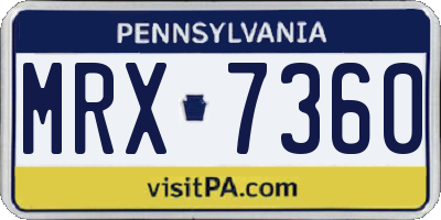 PA license plate MRX7360