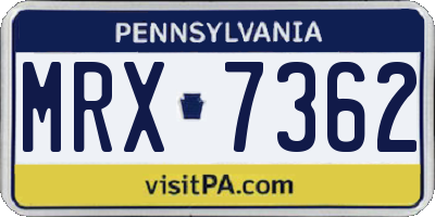 PA license plate MRX7362
