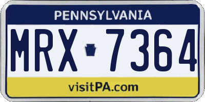PA license plate MRX7364