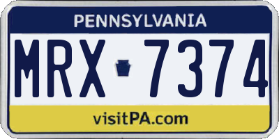 PA license plate MRX7374