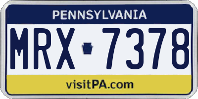 PA license plate MRX7378