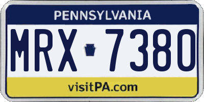 PA license plate MRX7380