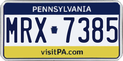 PA license plate MRX7385