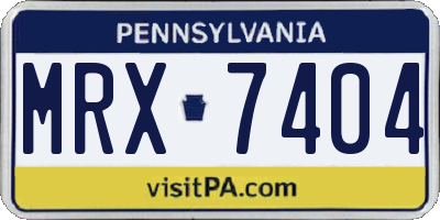 PA license plate MRX7404