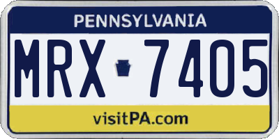 PA license plate MRX7405