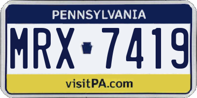 PA license plate MRX7419