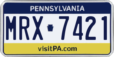 PA license plate MRX7421