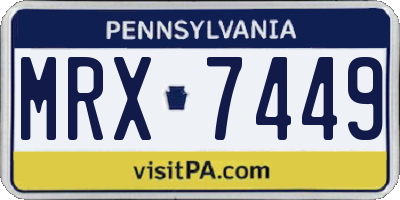 PA license plate MRX7449