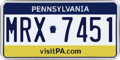 PA license plate MRX7451
