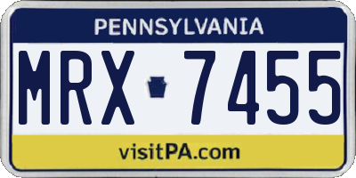 PA license plate MRX7455