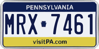 PA license plate MRX7461