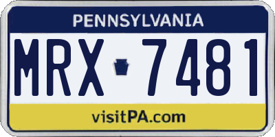 PA license plate MRX7481