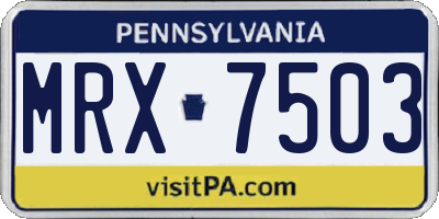 PA license plate MRX7503