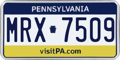PA license plate MRX7509