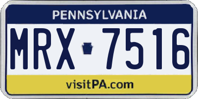 PA license plate MRX7516