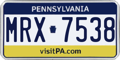PA license plate MRX7538