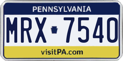 PA license plate MRX7540