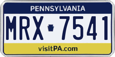 PA license plate MRX7541